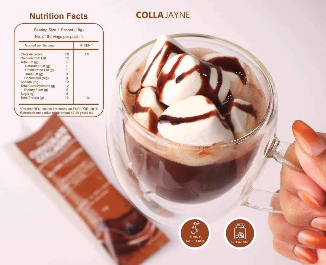 Premium CollaJayne Chocolate Collagen drink infused with collagen for youthful skin.