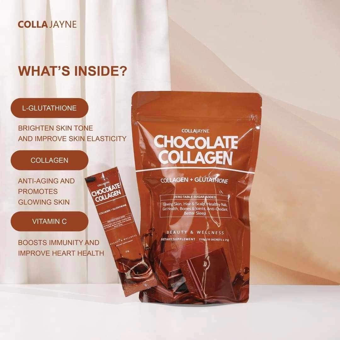 CollaJayne Chocolate Collagen beauty supplement for skin hydration and elasticity.