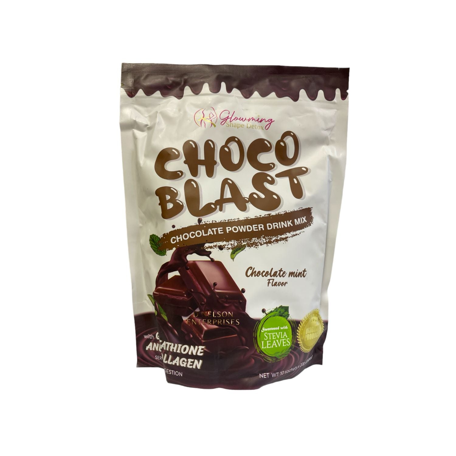 Cris Cosmetics Glowming Shape Choco Blast - Chocolate Mint Flavor, 10 Sachets