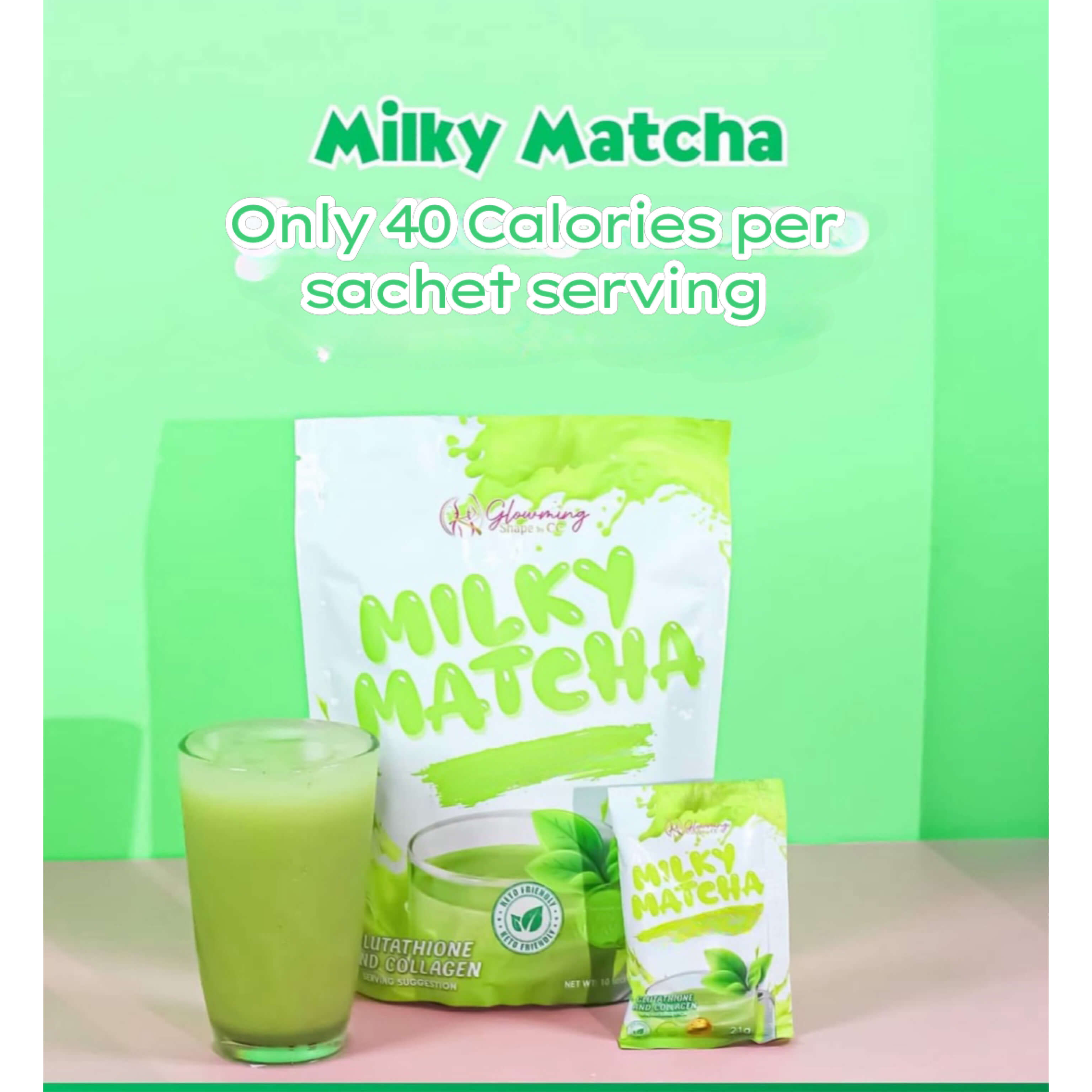 Cris Cosmetics Matcha flavor Collagen and Glutathione supplement drink