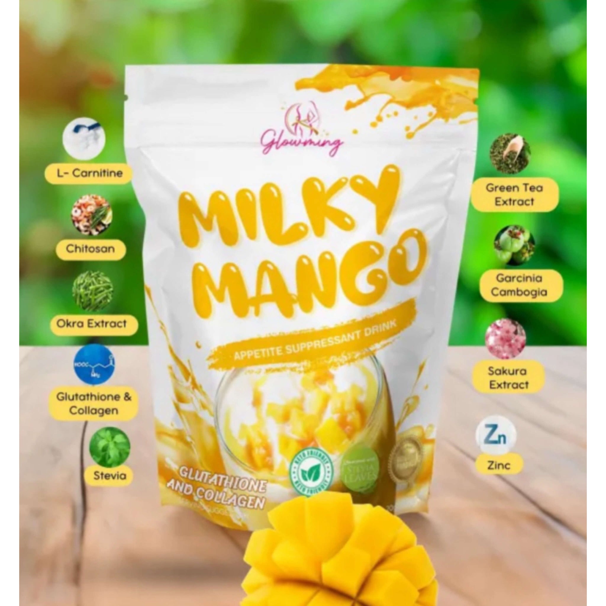 mango herbs glutathione Cris Cosmetics Milky Mango Glutathione and Collagen Drink 10 Sachets – D Nelson Enterprises