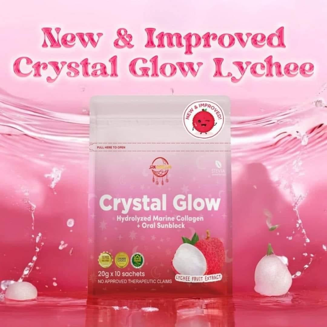 Crystal Glow Lychee Collagen Drink 10 Sachet - New & Improved Formula