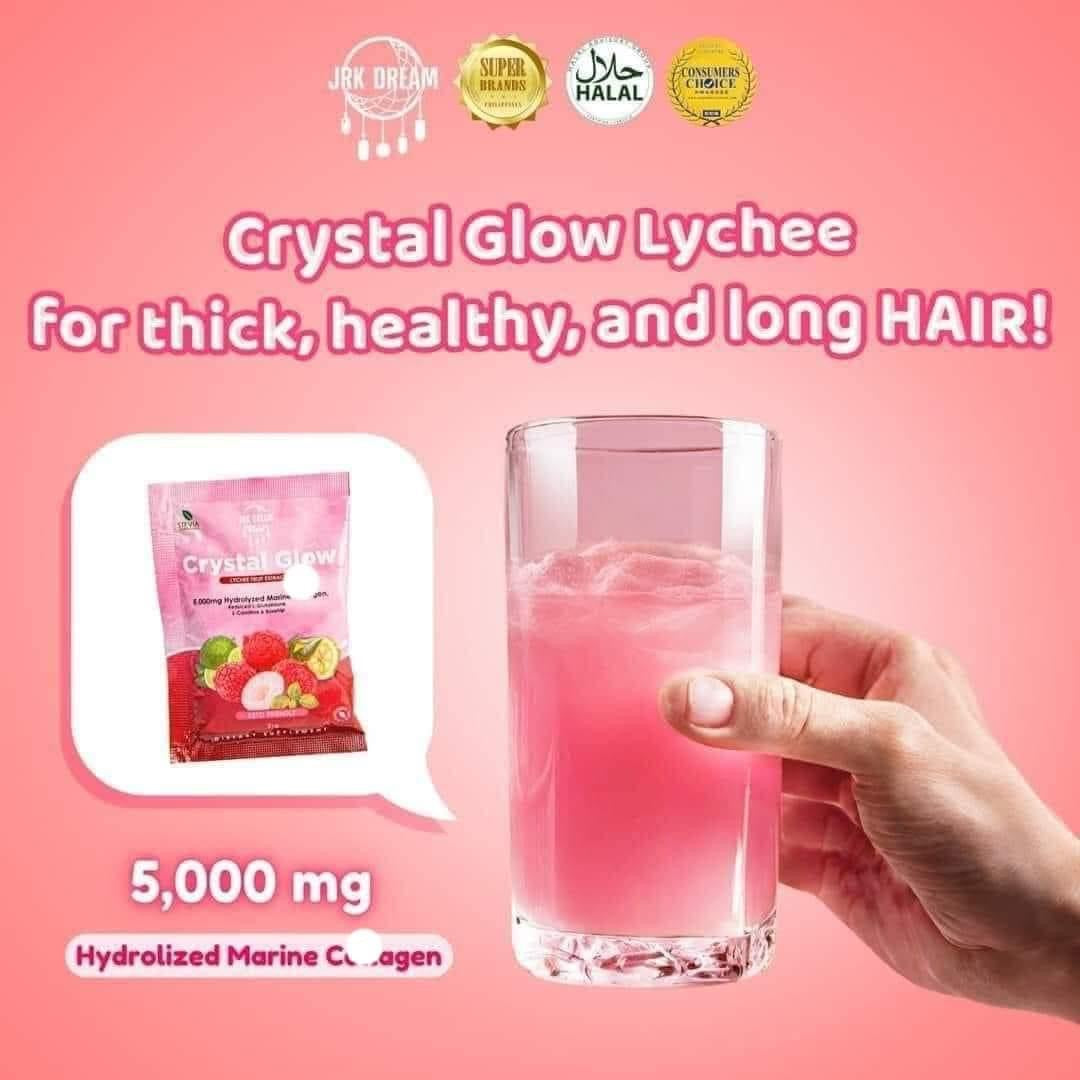 Crystal Glow Lychee Collagen Drink 10 Sachet - New & Improved Formula