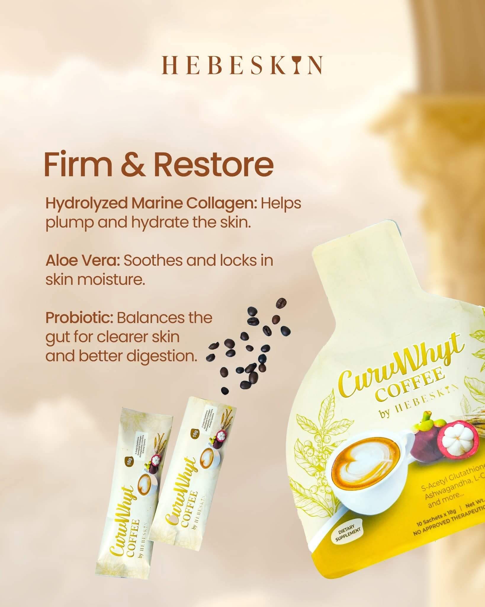 CurvWhyt Coffee by Hebeskin with marine collagen smooth and rich flavor