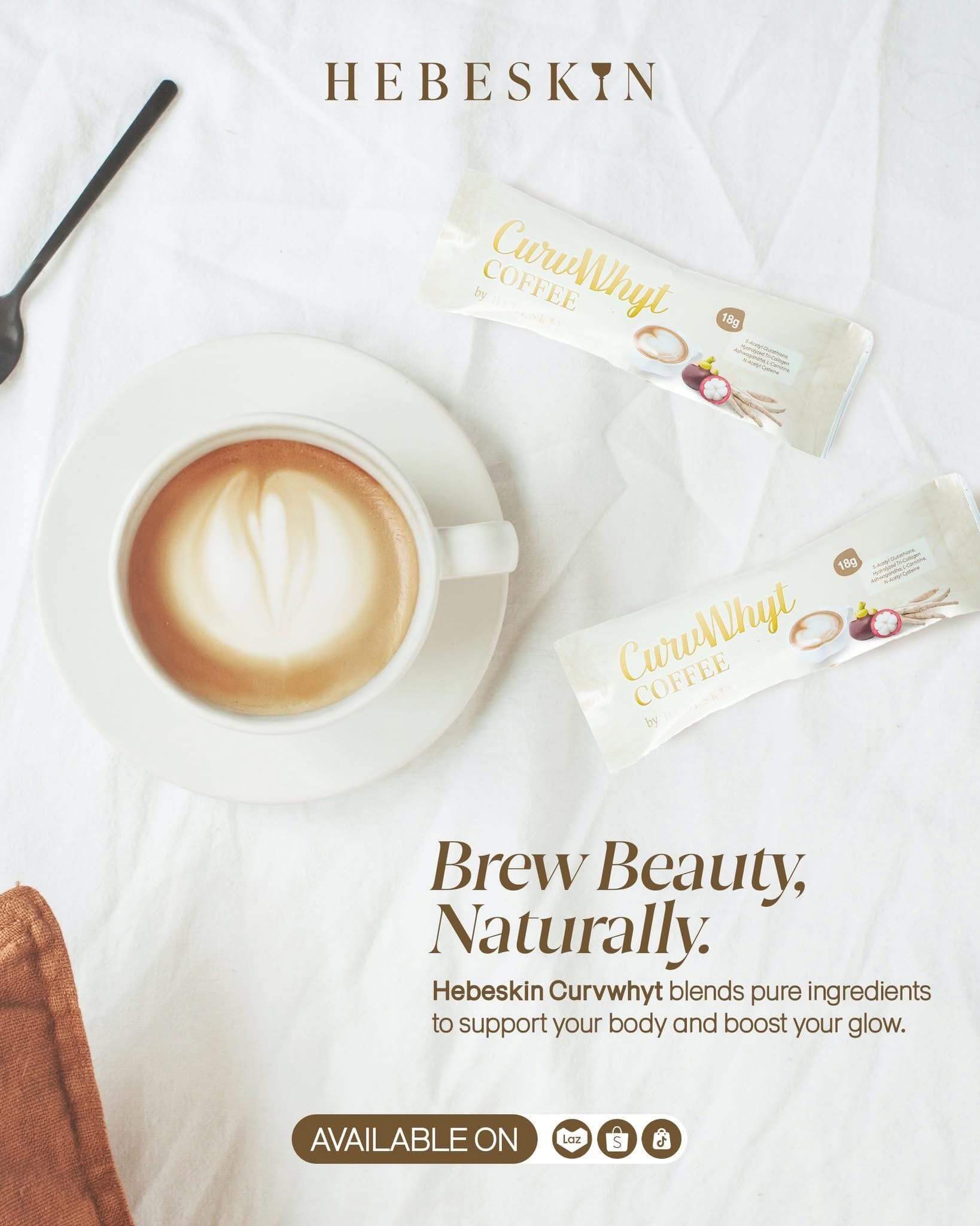 CurvWhyt Coffee by Hebeskin with marine collagen nourishing beverage