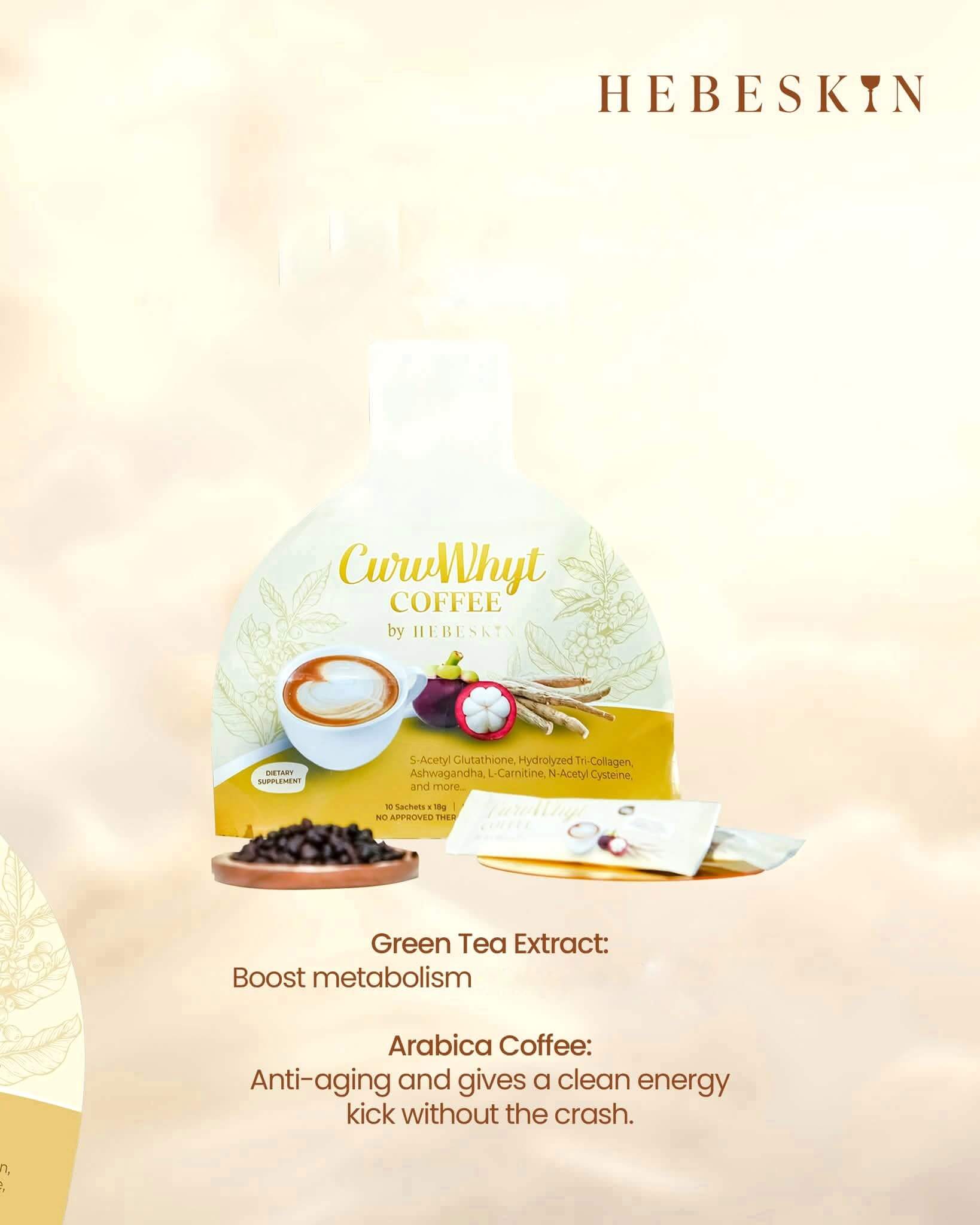 CurvWhyt Coffee by Hebeskin with marine collagen easy to prepare mix