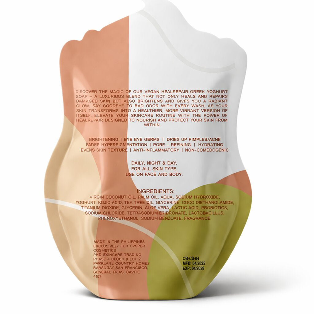 CVSPER Vegan HEALREPAIR Greek Yoghurt Soap 100g with kojic acid and tea tree oil for effective skin cleansing