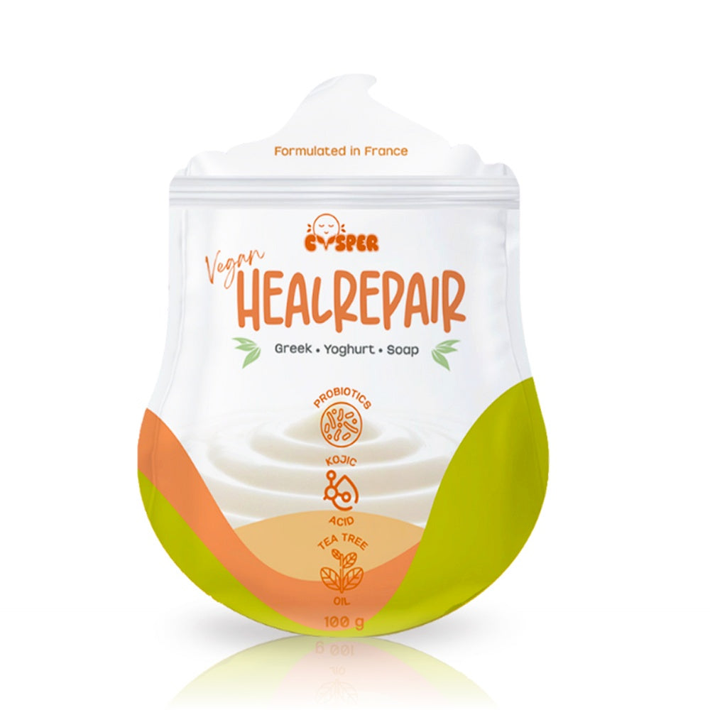 CVSPER Vegan HEALREPAIR Greek Yoghurt Soap 100g probiotic cleansing bar for gentle daily skin care routine