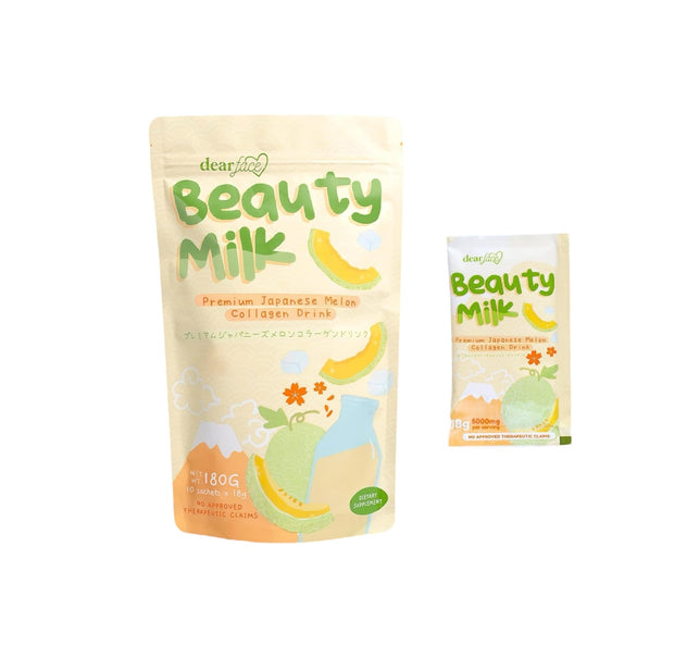 Dear Face Beauty Milk Japanese MELON Hydrolyzed Collagen Drink, 10 Sachets