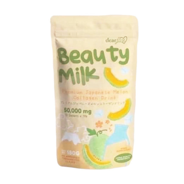 Dear Face Beauty Milk Japanese MELON Hydrolyzed Collagen Drink, 10 Sachets