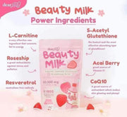 Dear Face Beauty Milk Premium Japanese Strawberry Glutathione Drink,  Sachets