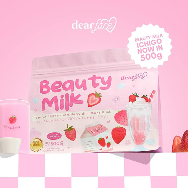 Dear Face Beauty Milk Premium Japanese Strawberry Glutathione Drink (500g Pack)