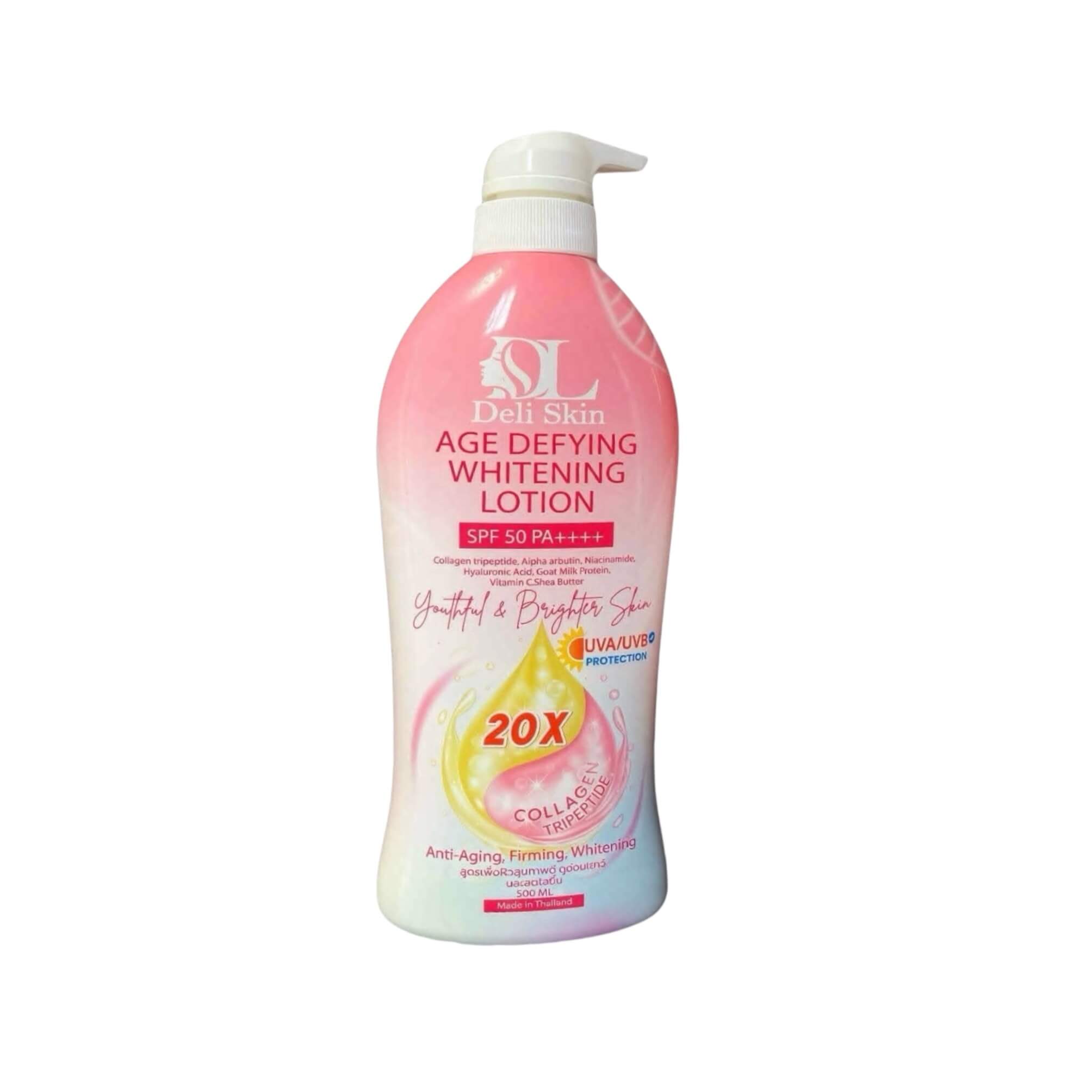 Deli Skin Age Defying Whitening Lotion SPF 50 PA++++ – Collagen Tripeptide, Alpha Arbutin & Niacinamide  – 500 ml