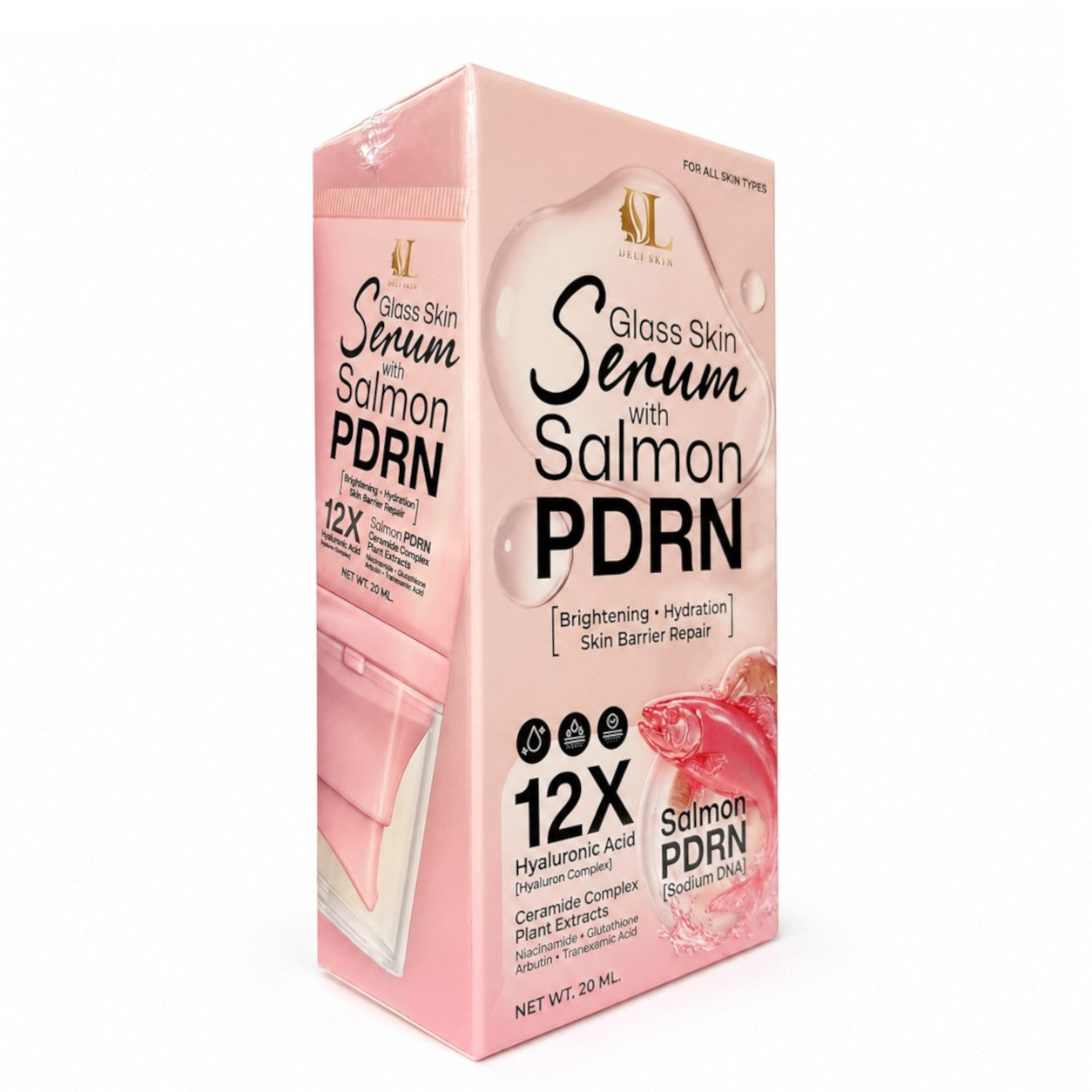 Deli Skin Glass Skin Serum with Salmon PDRN 20ml with niacinamide for smooth and balanced-looking skin.