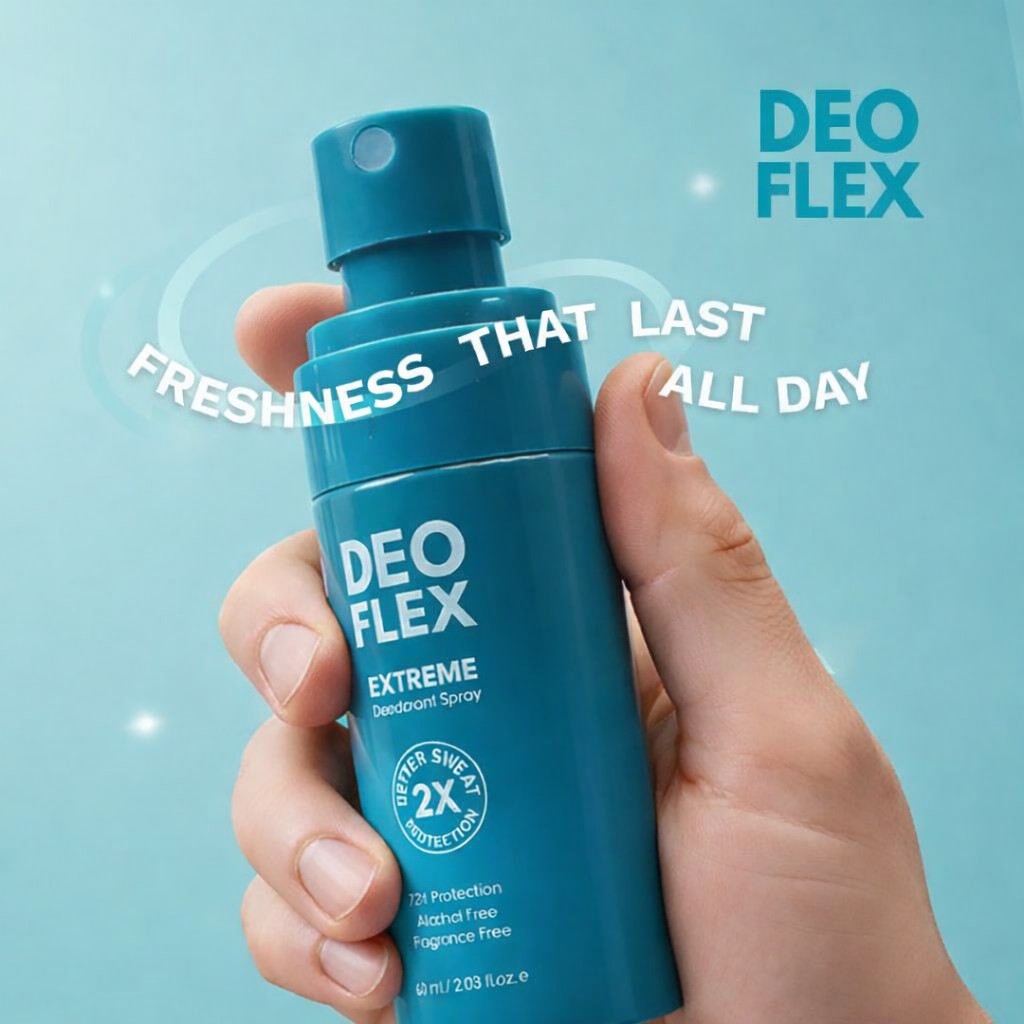 Deoflex Extreme Deodorant Spray features a quick-dry formula with a clean non-sticky finish