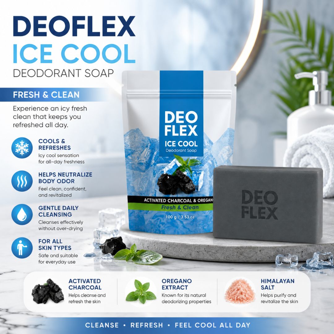 Deo Flex Ice Cool Deodorant Soap refreshing charcoal body cleanser for everyday skin care routine