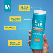 Deoflex Powder Fresh Hand & Foot Powder keeps hands and feet fresh by controlling odor all day