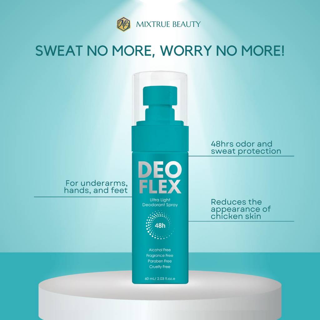 Deoflex Ultra Light Deodorant Spray 48H 60ml fragrance-free formula suitable for sensitive skin