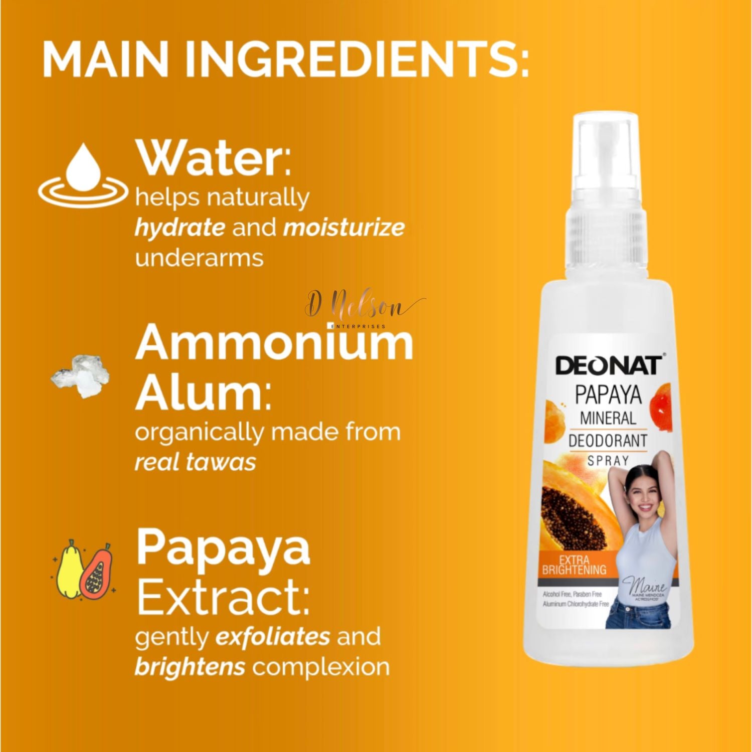 Deonat Mineral Deodorant PAPAYA Underarm Spray 100ml 