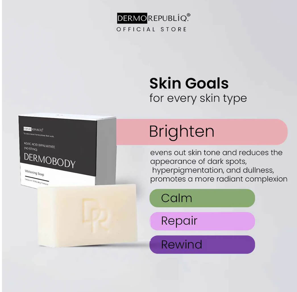 DERMO REPUBLIQ Glutathione + Vitamin C + Tranexamic Acid Body Bar Soap for smooth and refreshed skin.