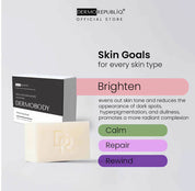 DERMO REPUBLIQ Glutathione + Vitamin C + Tranexamic Acid Body Bar Soap for smooth and refreshed skin.