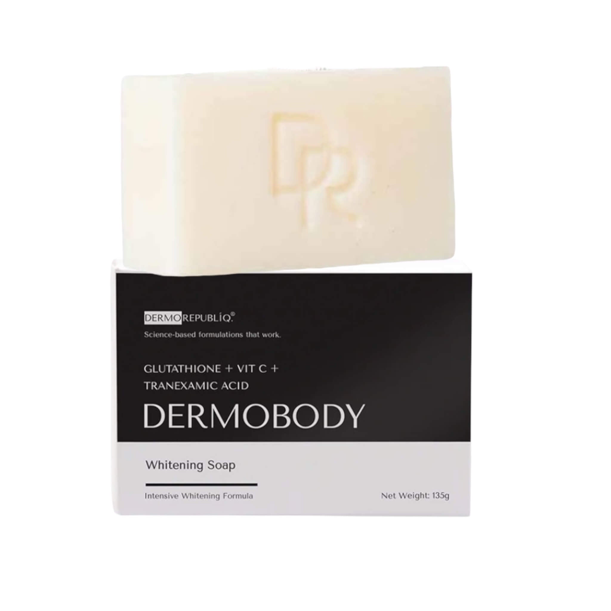 DERMO REPUBLIQ Glutathione + Vitamin C + Tranexamic Acid Body Bar Soap 135g – Clarifying & Tone-Balancing Formula for Smooth, Radiant-Looking Skin