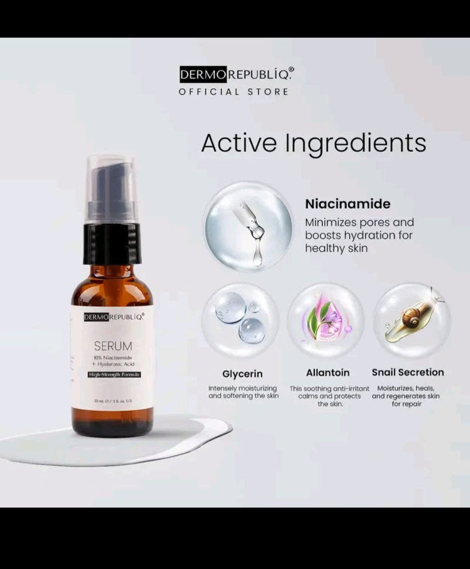 Dermo Republiq Serum 10% Niacinamide + HA gently refines the look of pores