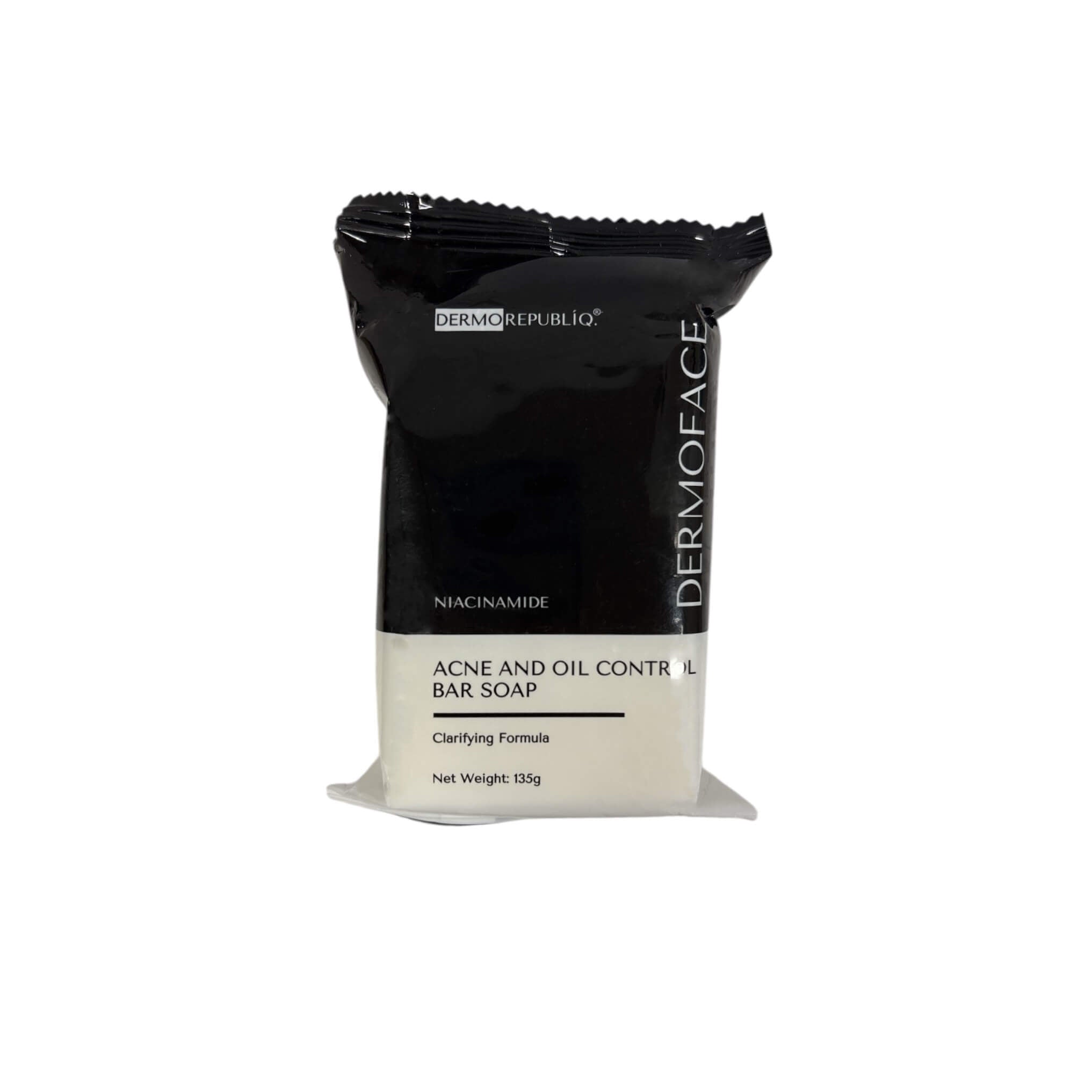 DERMOREPUBLIQ Niacinamide Bar Soap enriched with Centella Asiatica and Witch Hazel for smoother-looking skin.