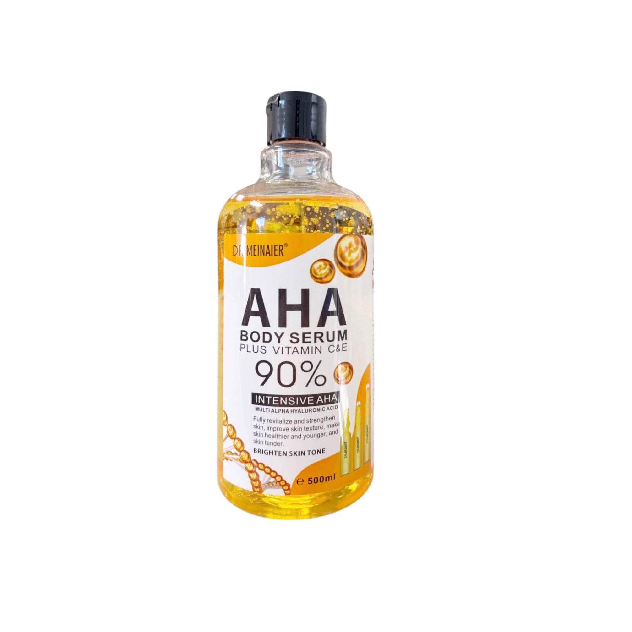 DR MEINAIER® AHA Body Serum Plus Vitamin C & E 90% – Intensive AHA Multi-Alpha Formula with Hyaluronic Acid, Collagen & Niacinamide for Smoother, Healthier-Looking Skin, 500 mL