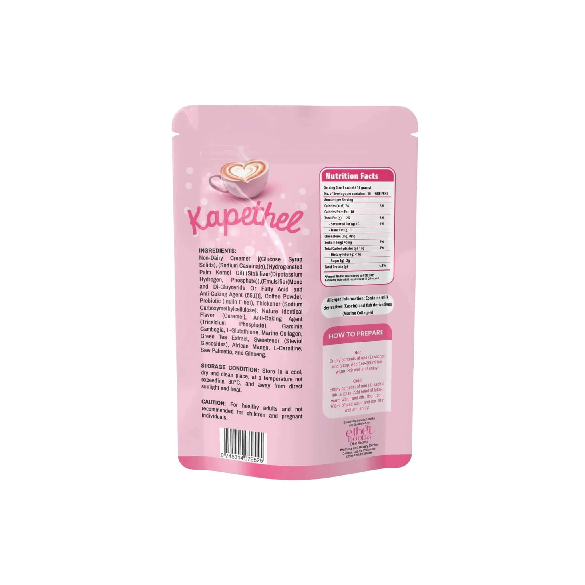 Ethel Booba Kapethel Caramel Macchiato Coffee Drink Mix 180g creamy flavor