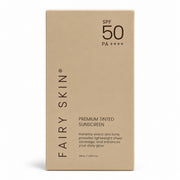 Fairy Skin Premium Tinted Sunscreen 50ml combines everyday facial care with natural-looking sheer coverage for a polished complexion.