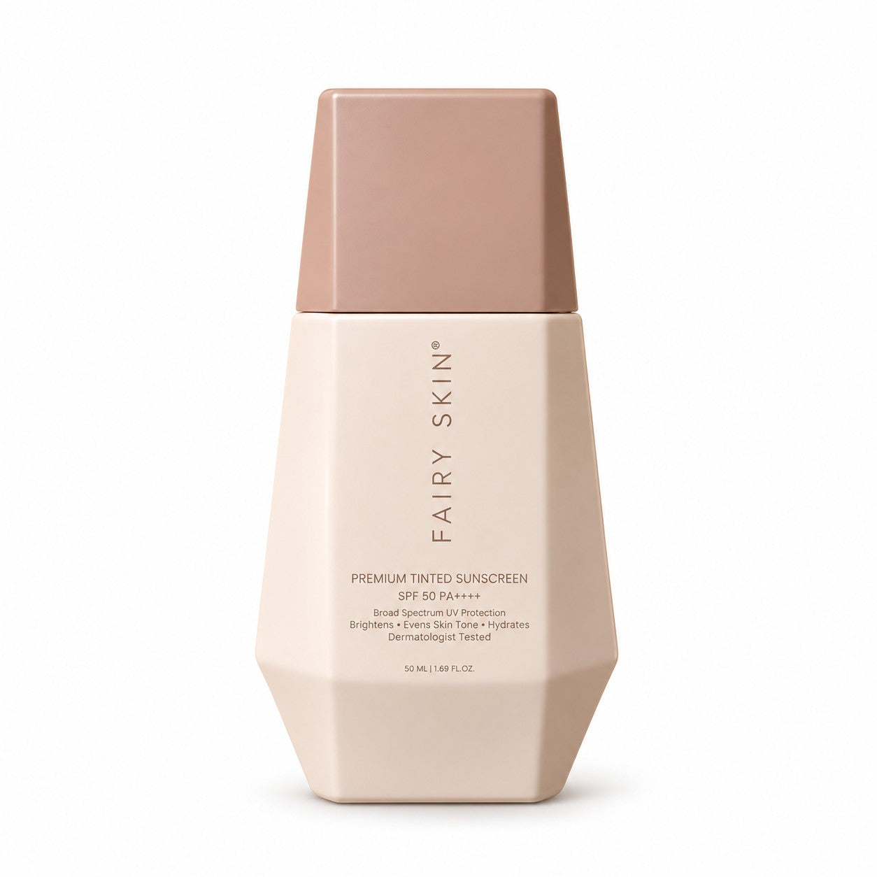 Fairy Skin Premium Tinted Sunscreen 50ml offers SPF 50 PA++++ broad-spectrum protection for everyday sun care.