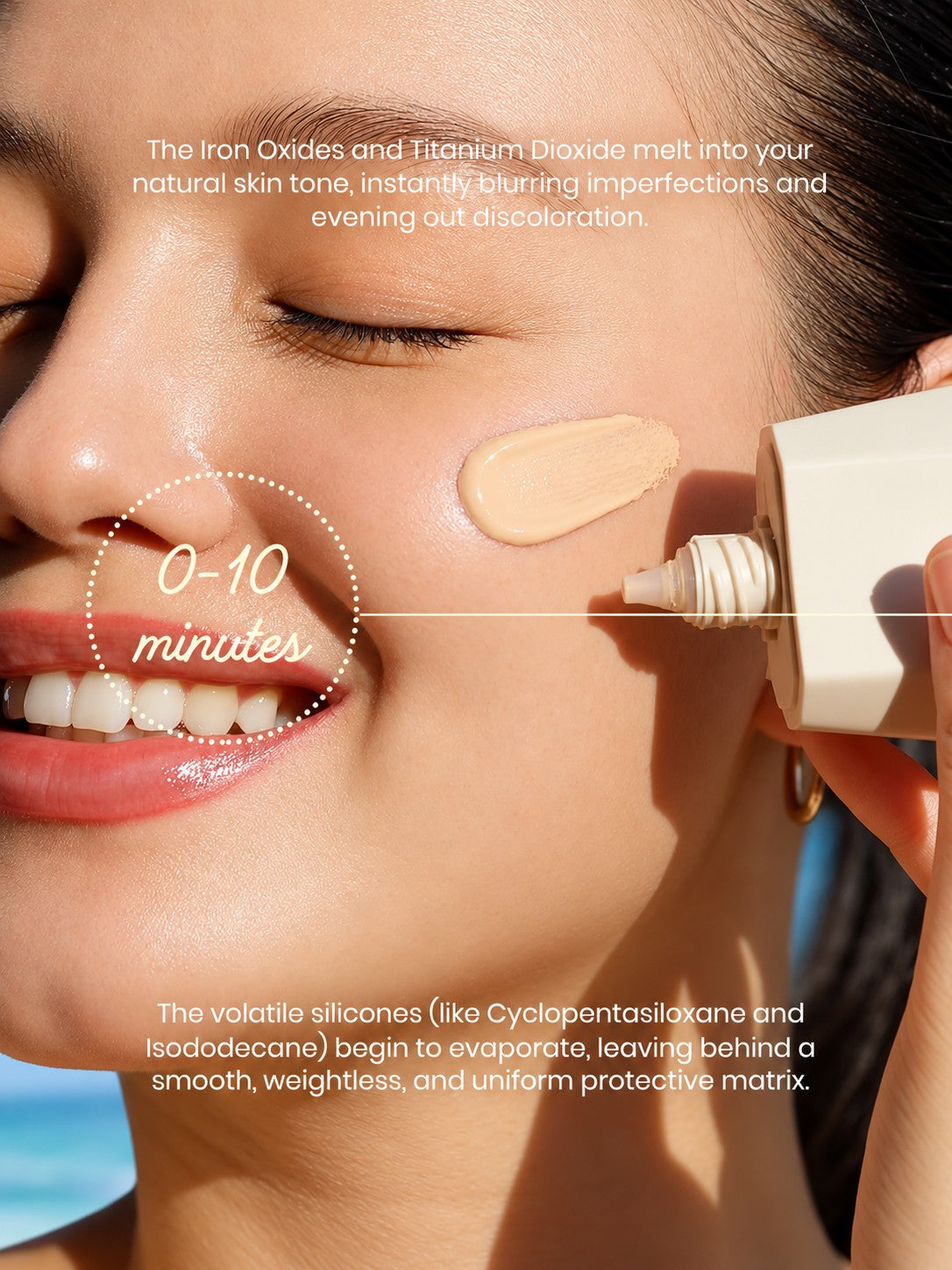 Fairy Skin Premium Tinted Sunscreen 50ml helps improve the appearance of uneven skin tone for a naturally balanced complexion.