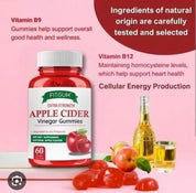 FITGUM Extra Strength Apple Cider Vinegar Apple Flavor, 60 Chewable Gummies