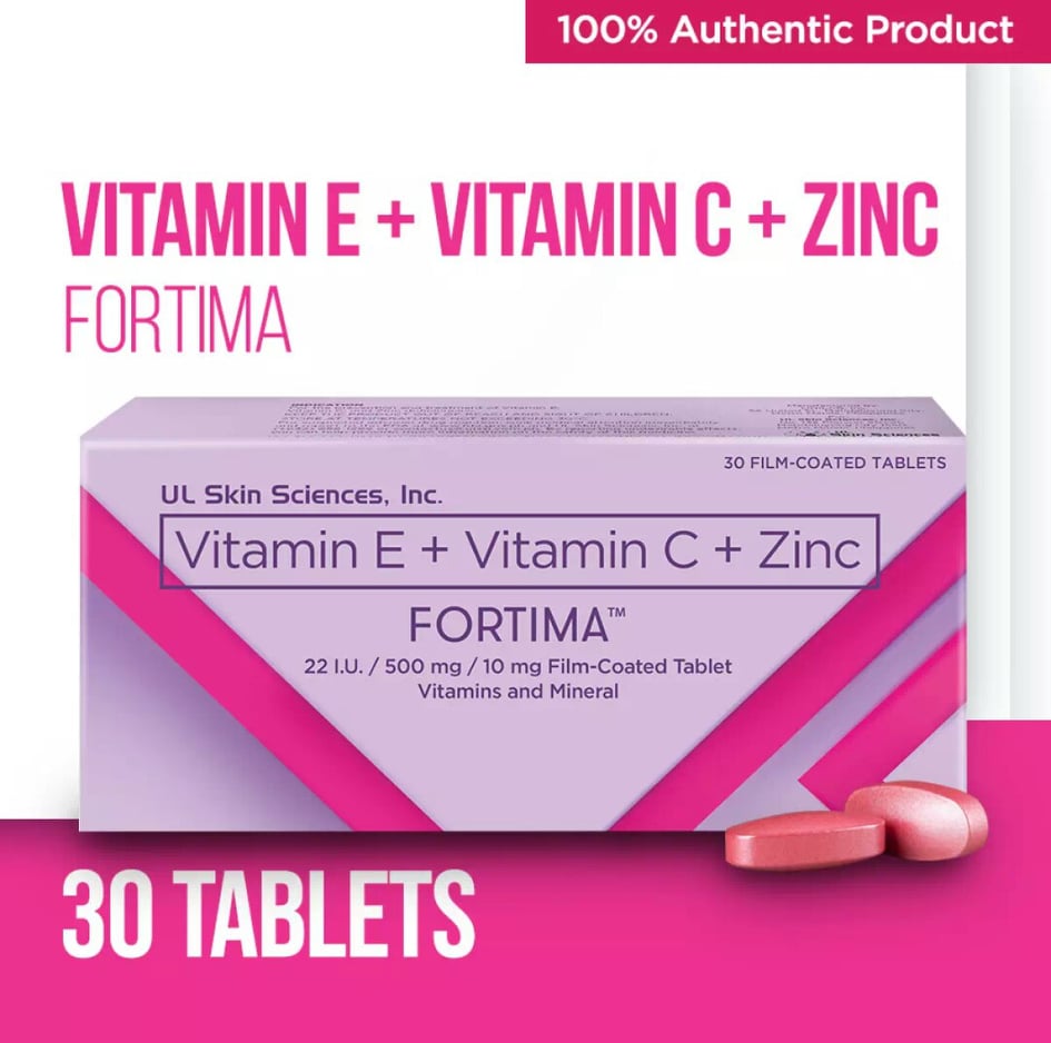 Fortima Vitamin E + Vitamin C + Zinc Tablets 20 easy-to-take film-coated tablets for daily use
