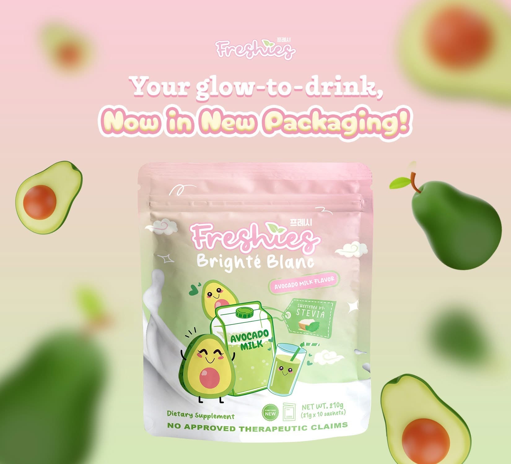 Freshies Avocado Milk Bright Blanc by Juju Glow 10 sachets x 21g