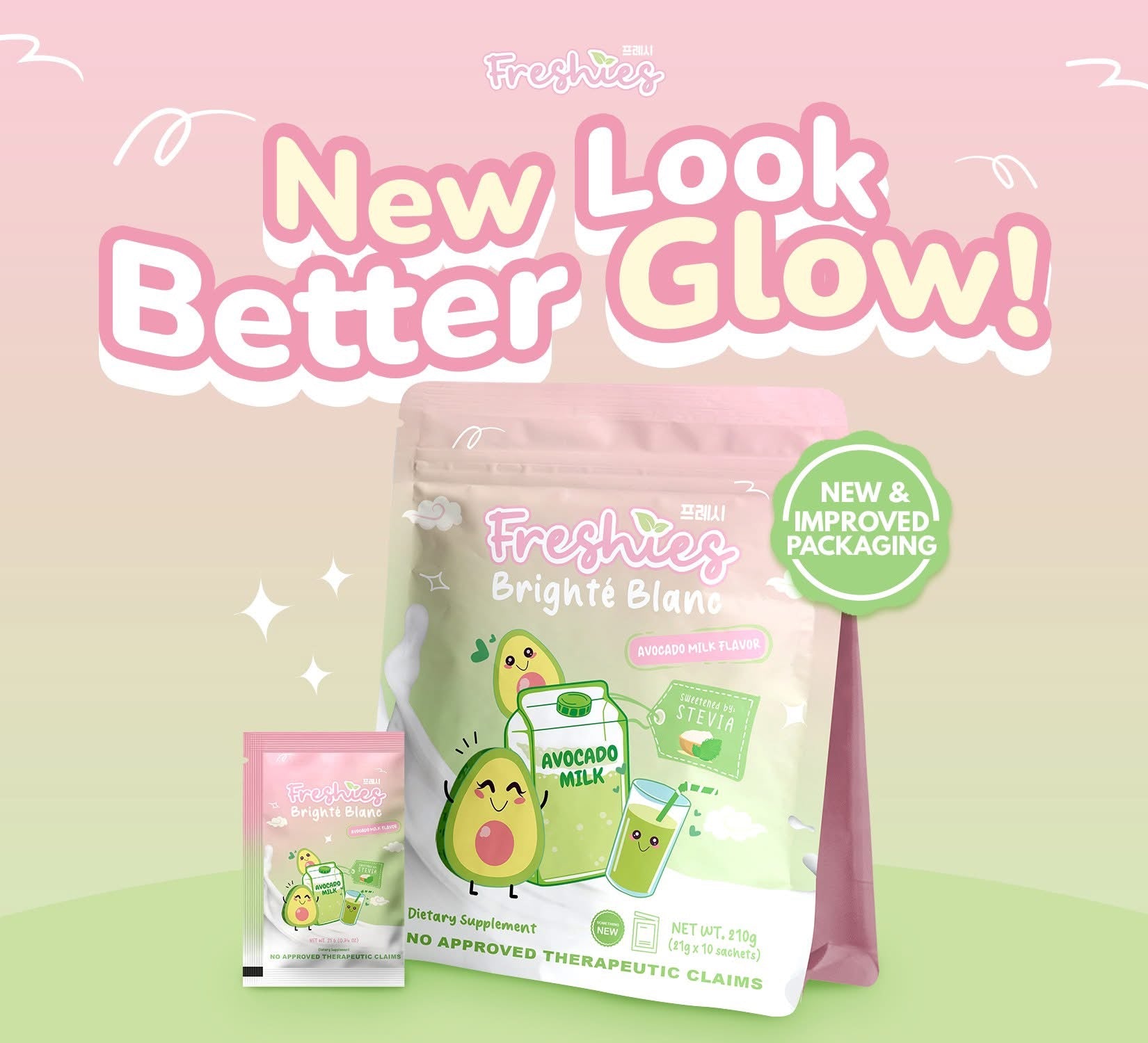 Freshies Avocado Milk Bright Blanc by Juju Glow 10 sachets x 21g