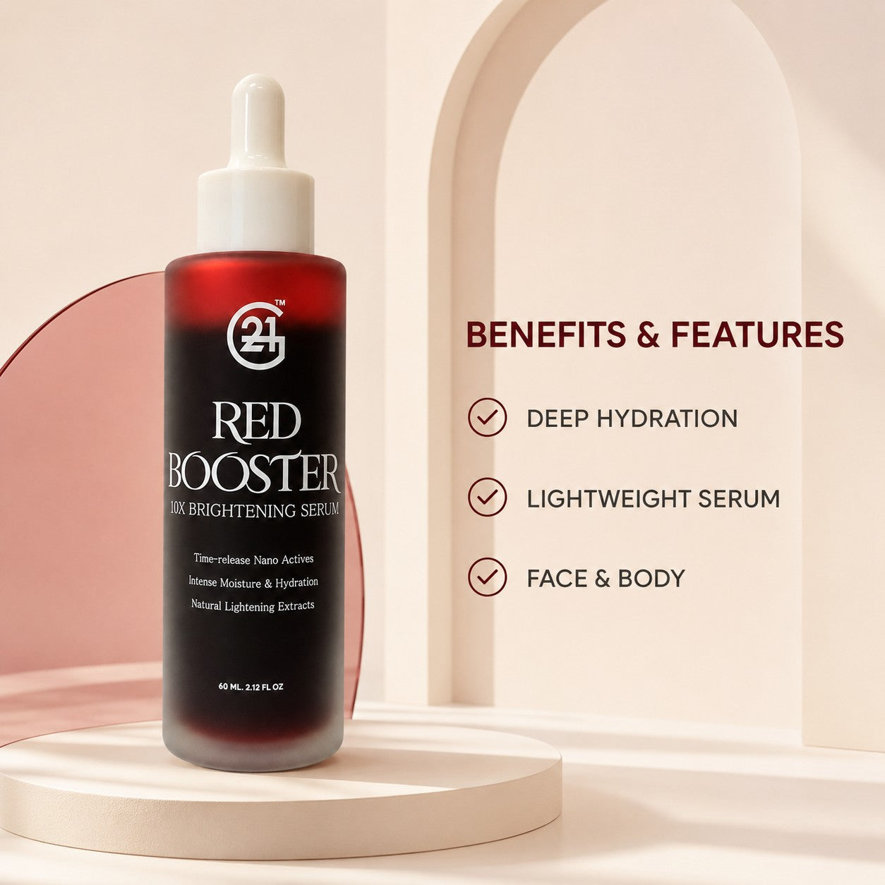 G21 Red Booster Serum 60ml with a moisture-supporting skincare formula