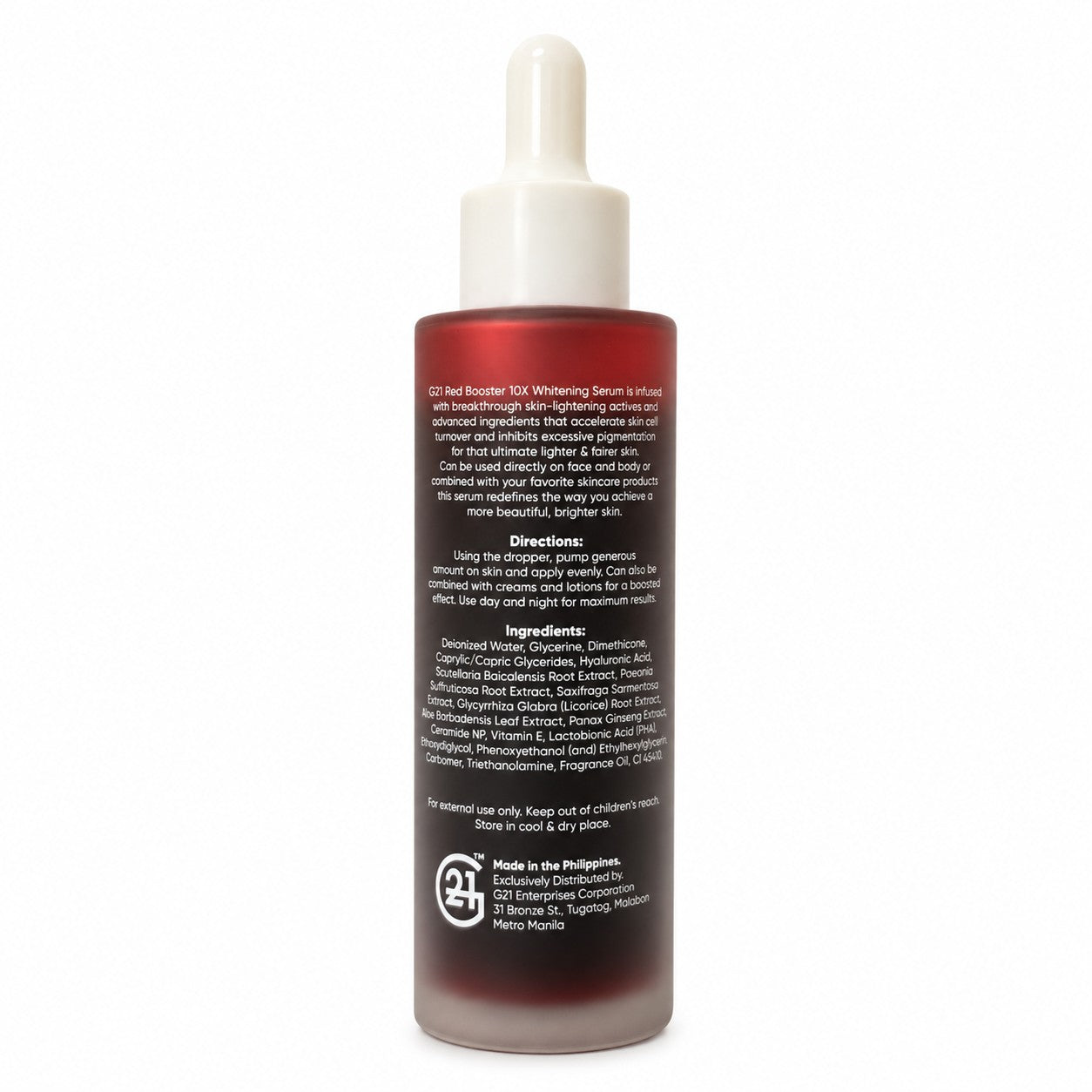 G21 Red Booster Serum 60ml featuring Ceramide NP for moisture support