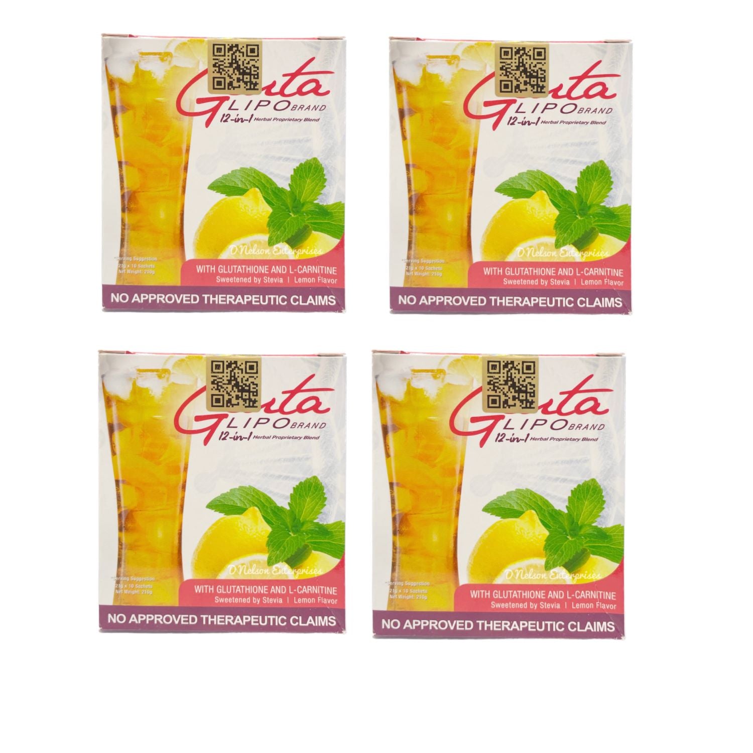 4 Boxes GlutaLipo Gluta Lipo Juice 12-in-1- 40 Sachets