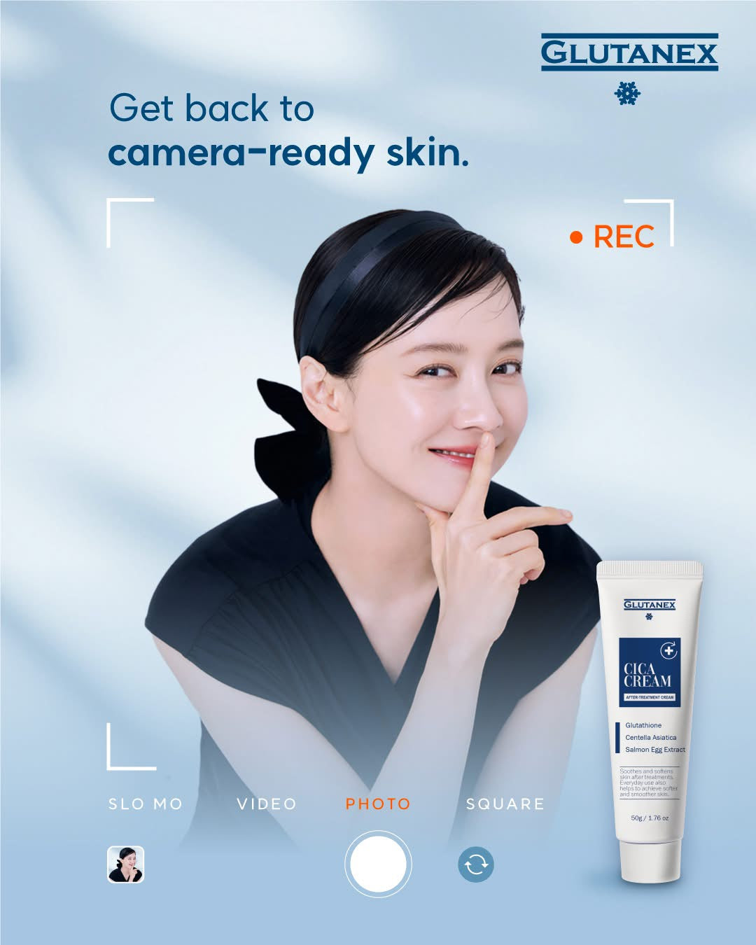 Glutatex Cica Cream moisturizing formula for sensitive skin, 50g size