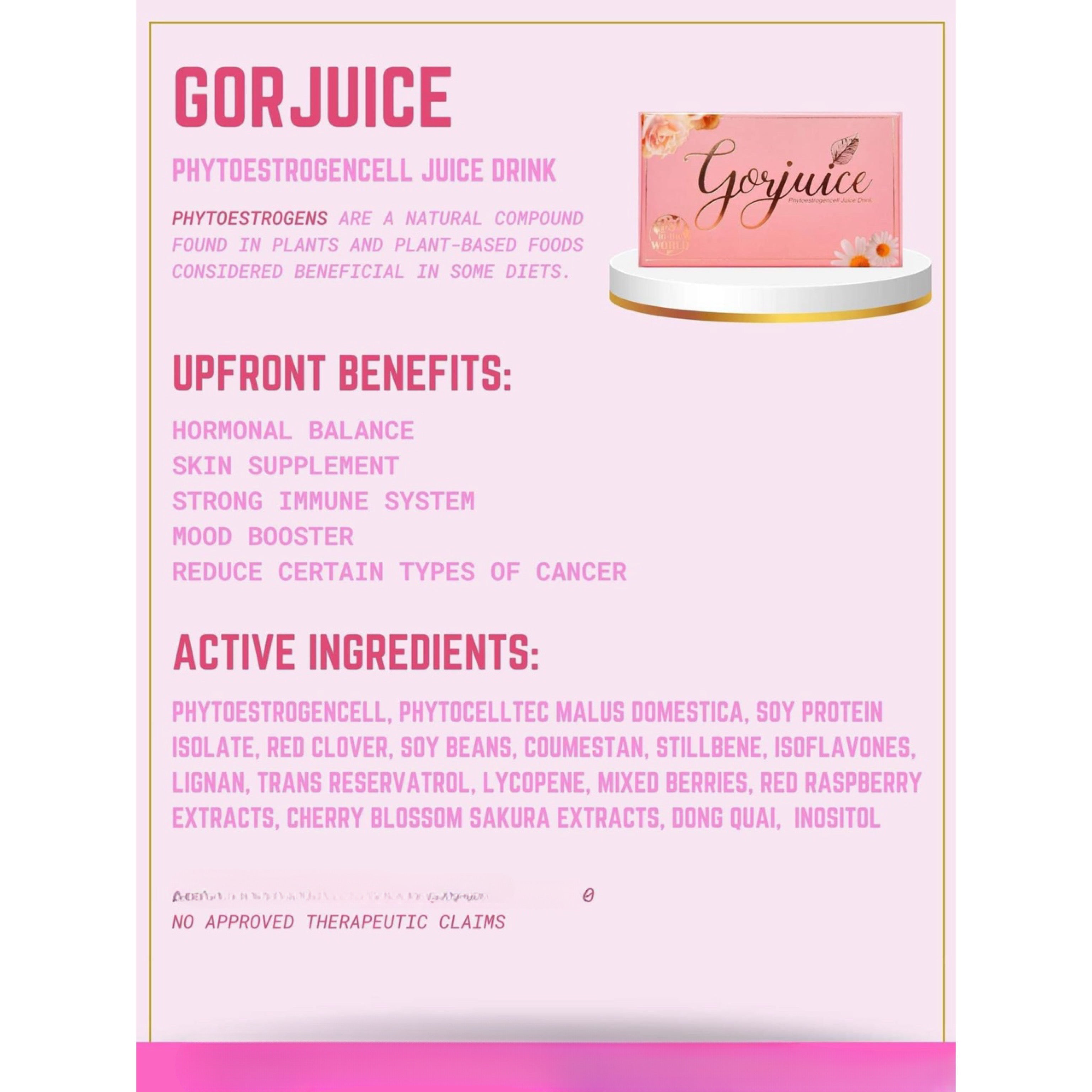 Gorjuice  PhytoEstrogenCell Juice Drink - 10 Sachets