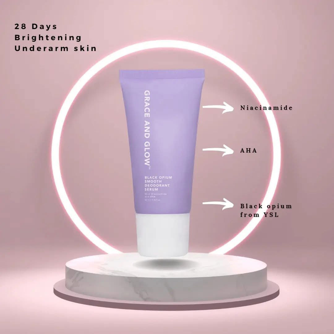 Grace and Glow Bright & Smooth Deodorant Serum with Niacinamide and AHA - 50ml | Luxurious Fragrance | Smooth Underarm Care Grace and Glow Bright & Smooth Deodorant Serum with Niacinamide and AHA - 50ml | Luxurious Fragrance | Smooth Underarm Care