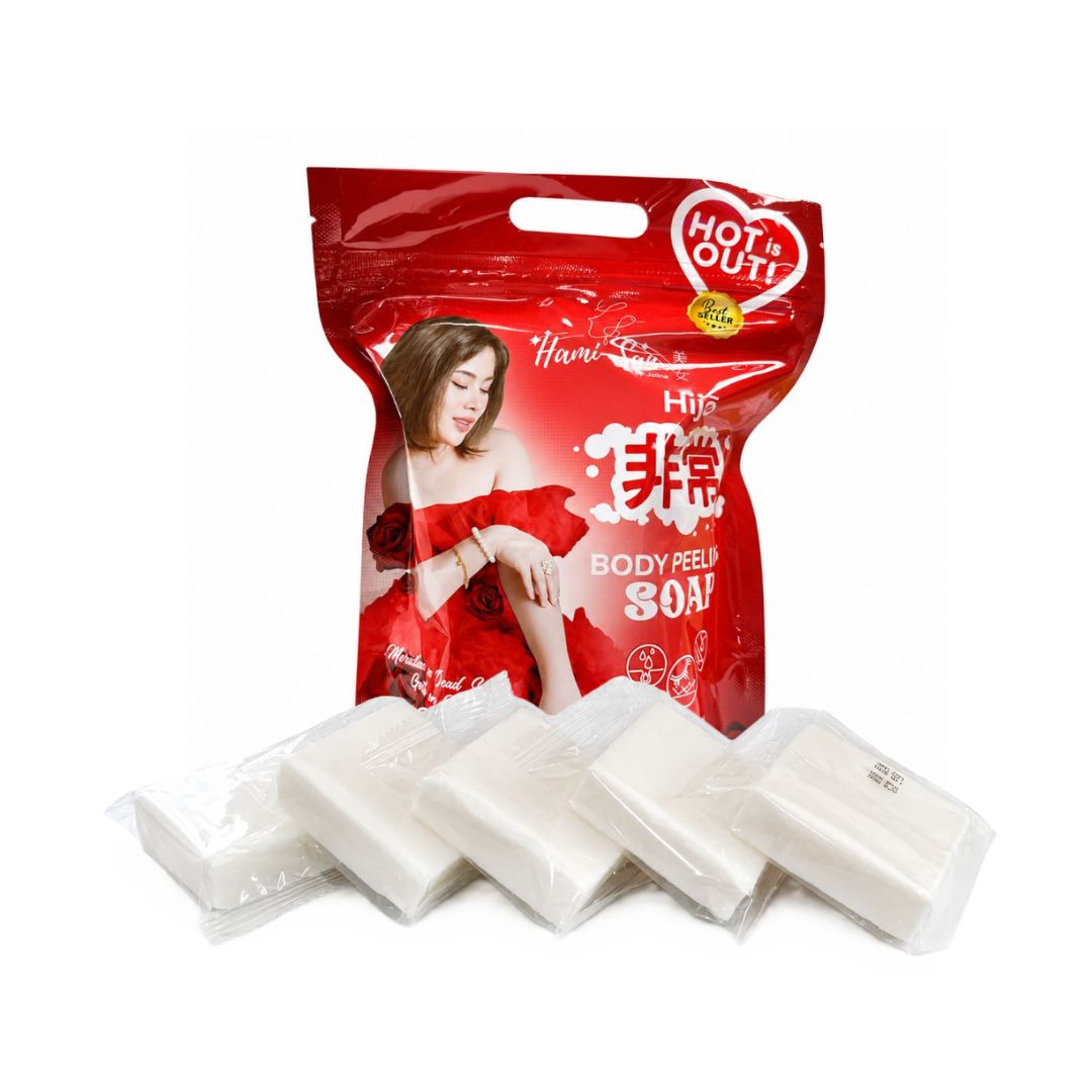 Hami-San by Jolina Hijo Exfoliating Body Soap 5 Bars for soft and comfortable skin feel.