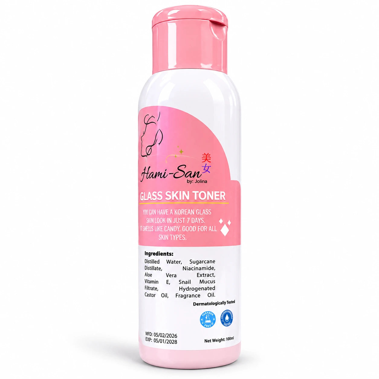Hami-San Glass Skin Toner with niacinamide and snail mucin for lightweight daily facial hydration