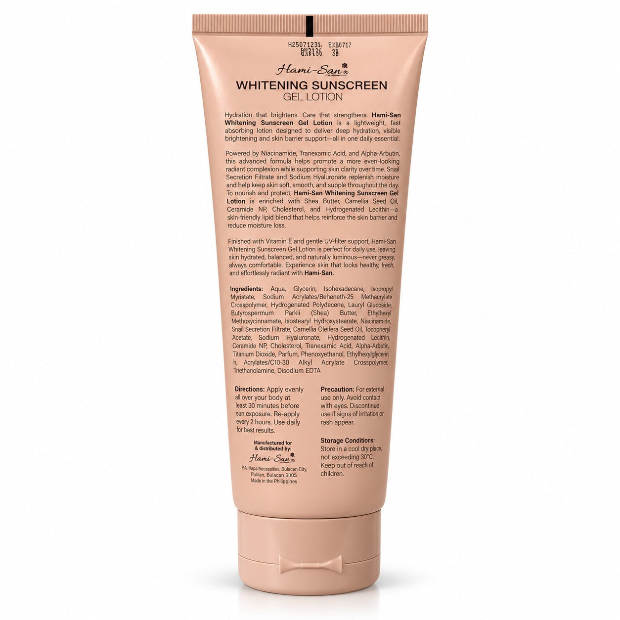 Hami-San Sunscreen Gel Lotion SPF 70+ 250mL with broad-spectrum UVA and UVB sun care.