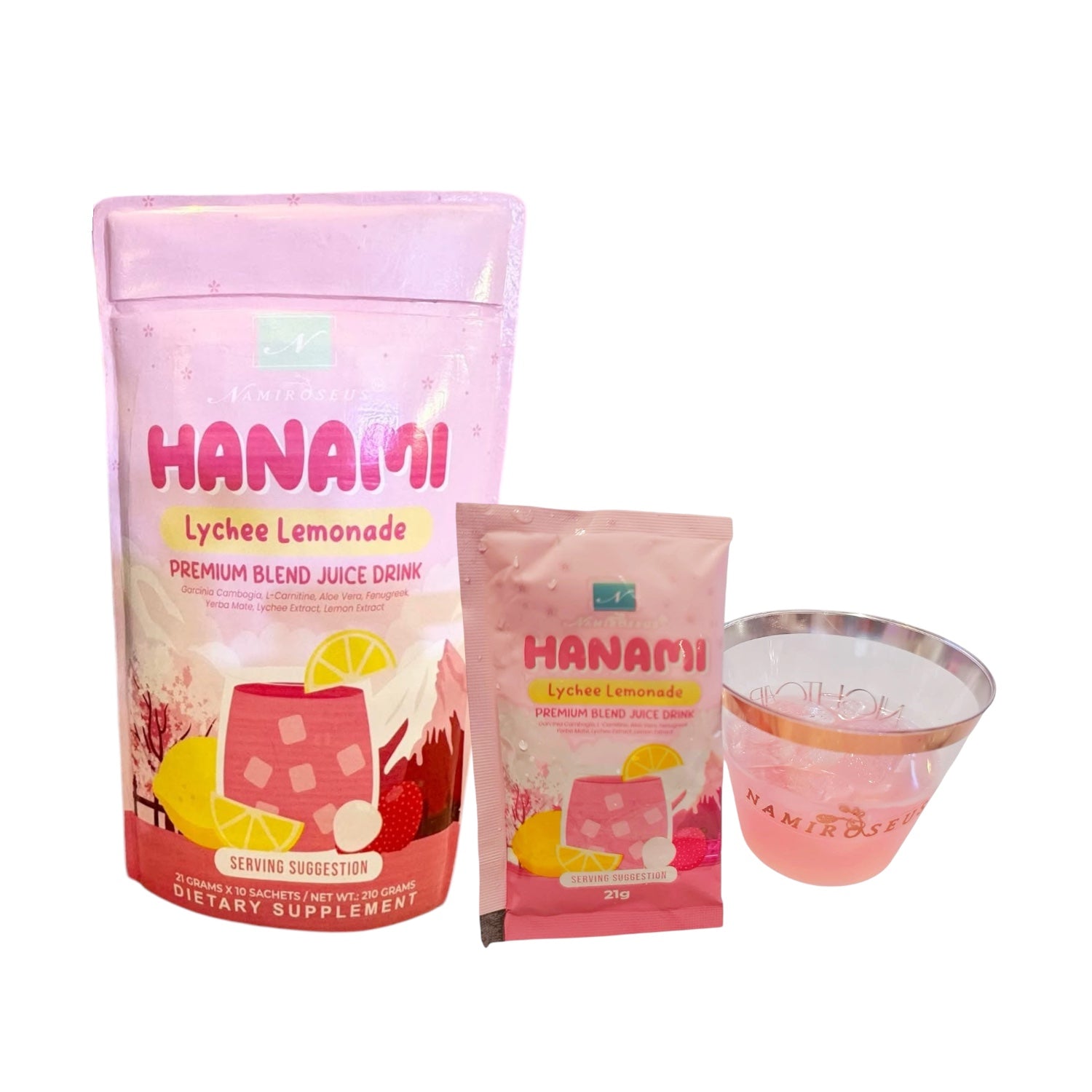 HANAMI Lychee Lemonade -Premium Blend Juice Drink by Namiroseus - 21g x 10 Sachets