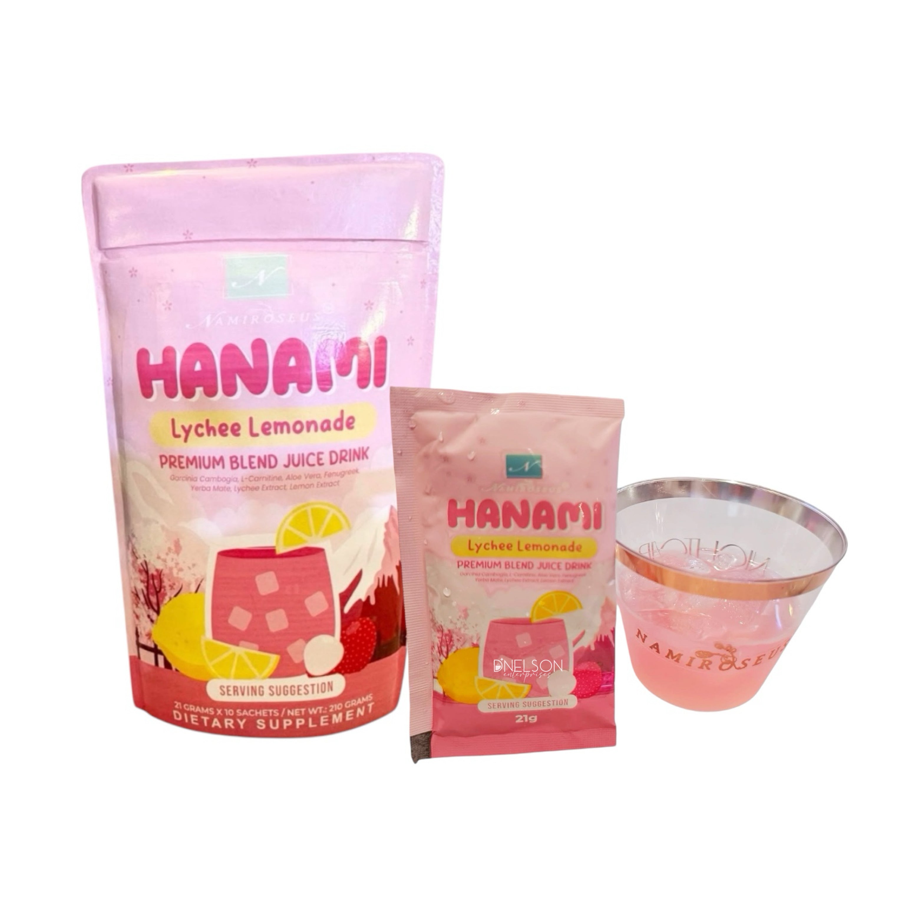 HANAMI Lychee Lemonade -Premium Blend Juice Drink by Namiroseus - 21g x 10 Sachets