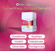 Her Choice PH NaturaZen FujiGlow+ Glutathione with Rosehips, Nattokinase, Ceramide & Inositol – 60 Capsules (500mg)