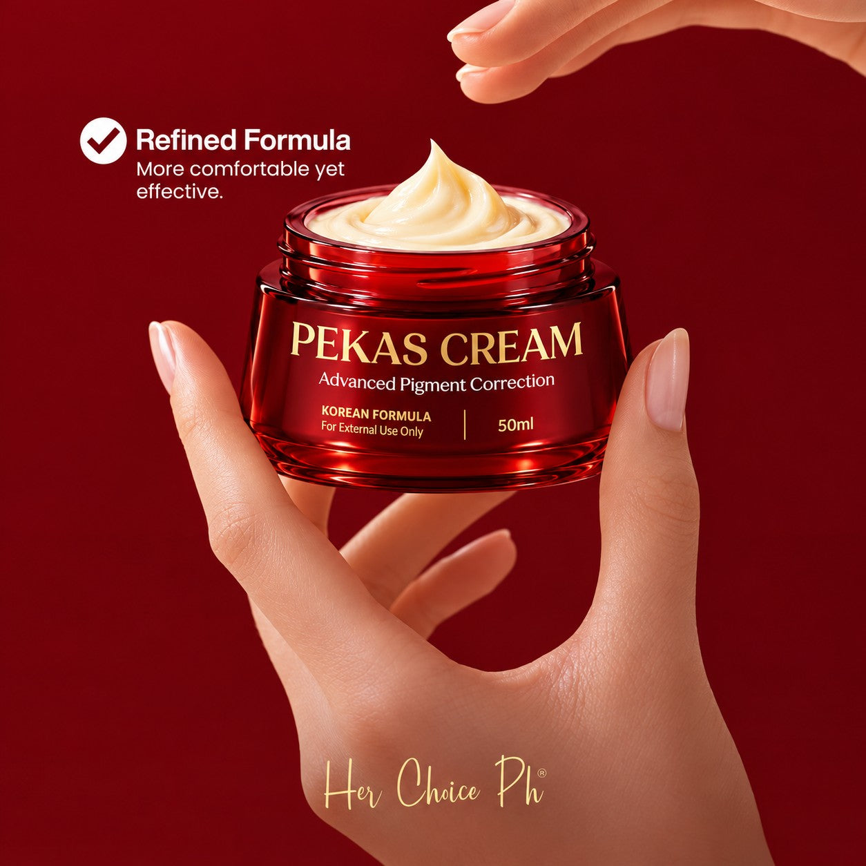 Her Choice PH Pekas Cream 50ml Korean-formulated facial cream for a consistent evening skincare routine.